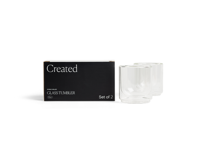 Clear glass tumbler set of 2 with included retail box