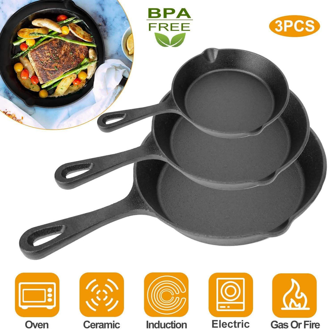 Pre-Seasoned Cast Iron Skillet (3-Piece Set)