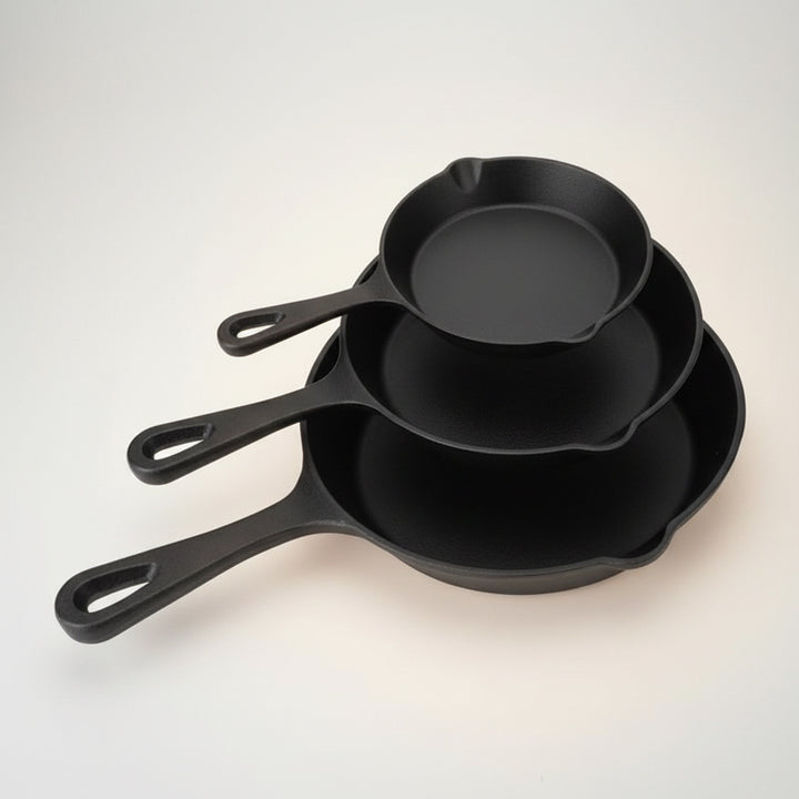 Pre-Seasoned Cast Iron Skillet (3-Piece Set)