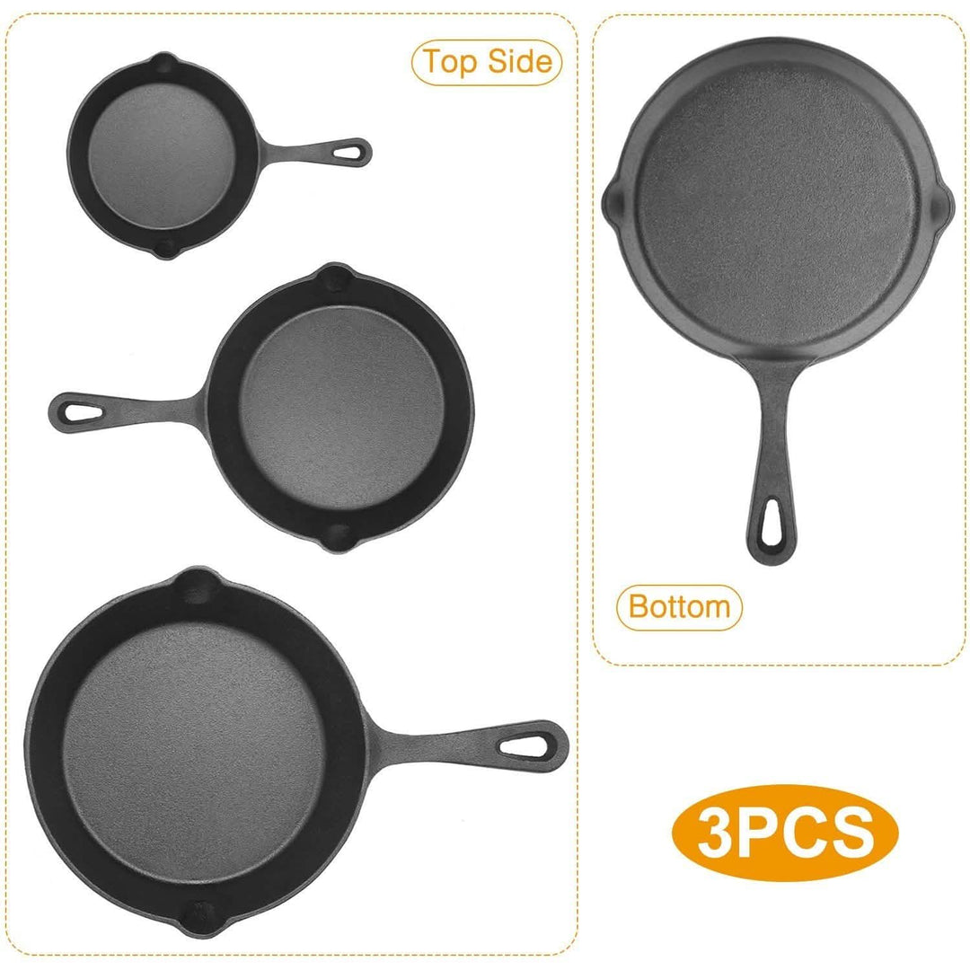 Pre-Seasoned Cast Iron Skillet (3-Piece Set)