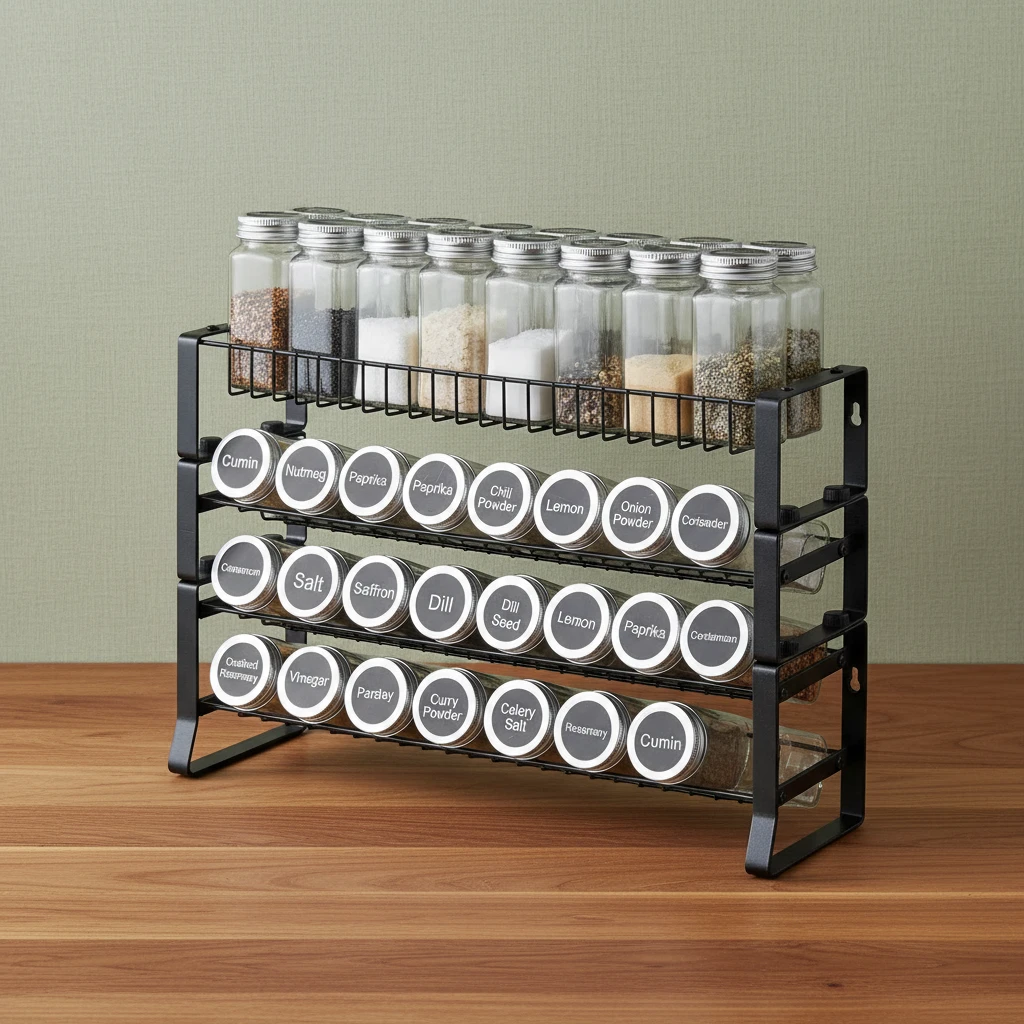 3-tier Metal Spice Rack Organizer for Kitchens