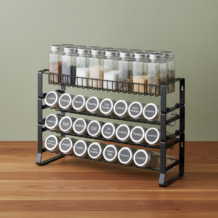 3-tier Metal Spice Rack Organizer for Kitchens