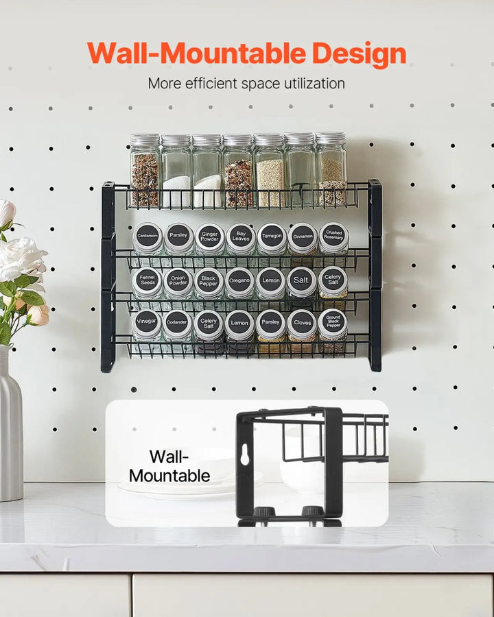 3-tier Metal Spice Rack Organizer for Kitchens