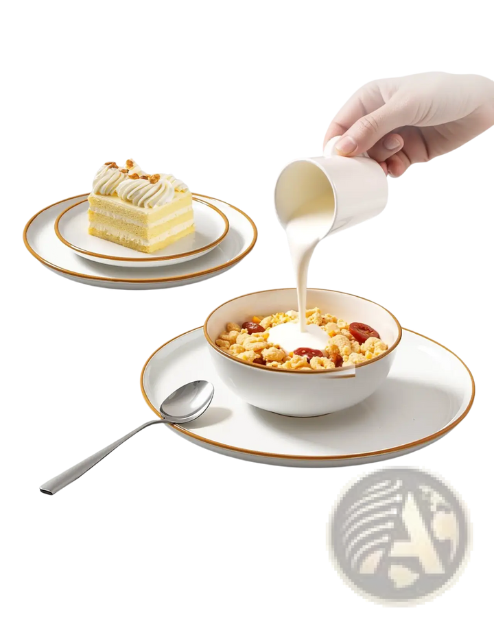 32 Pcs White Ceramic Dinnerware Set Service for 8