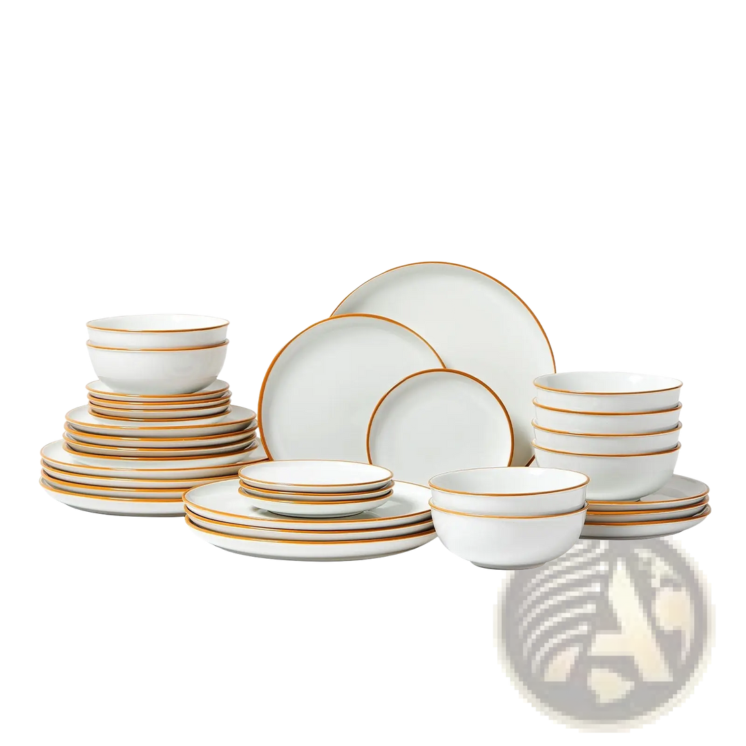 32 Pcs White Ceramic Dinnerware Set Service for 8