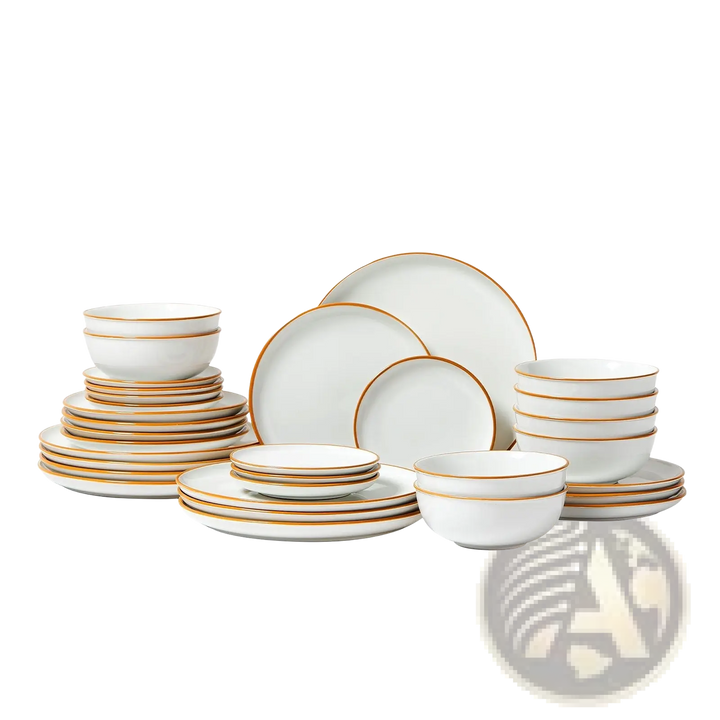 32 Pcs White Ceramic Dinnerware Set Service for 8