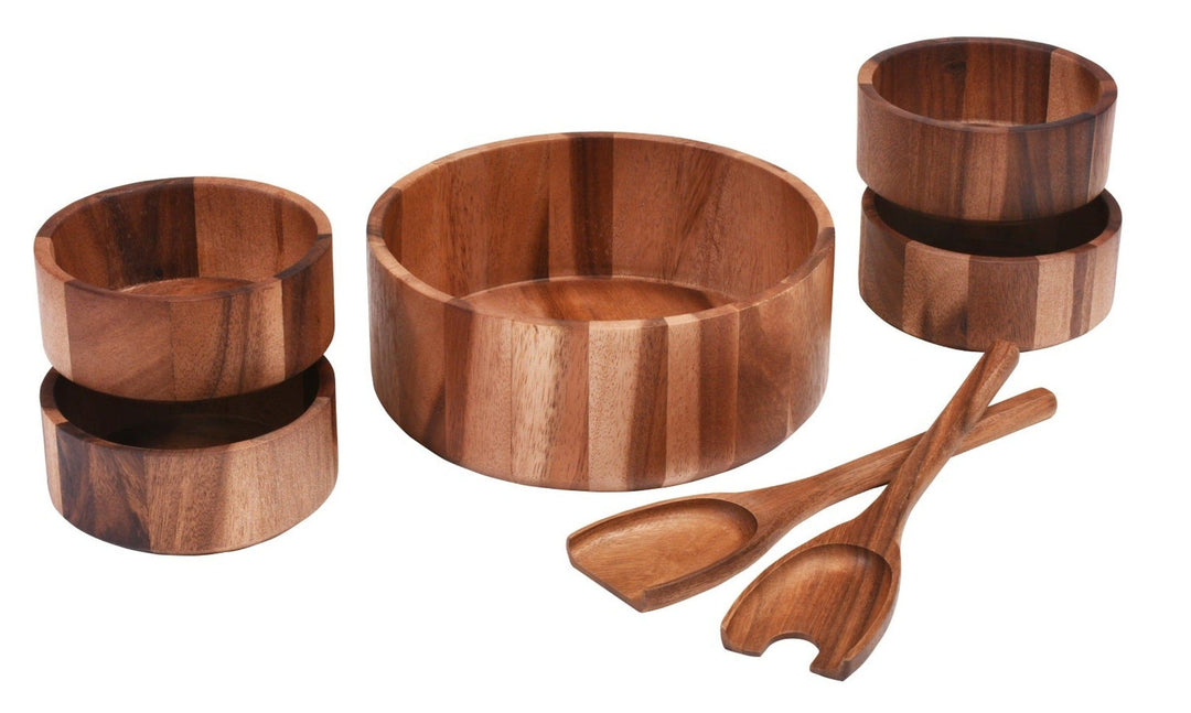 Large Salad Bowl with Servers and 4 Individuals - 327B7 — Salad Bowl, [material], Kalmar Home