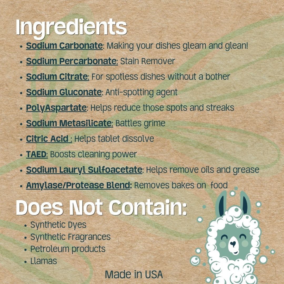 Laundry powder product label with ingredients and does-not-contain notes