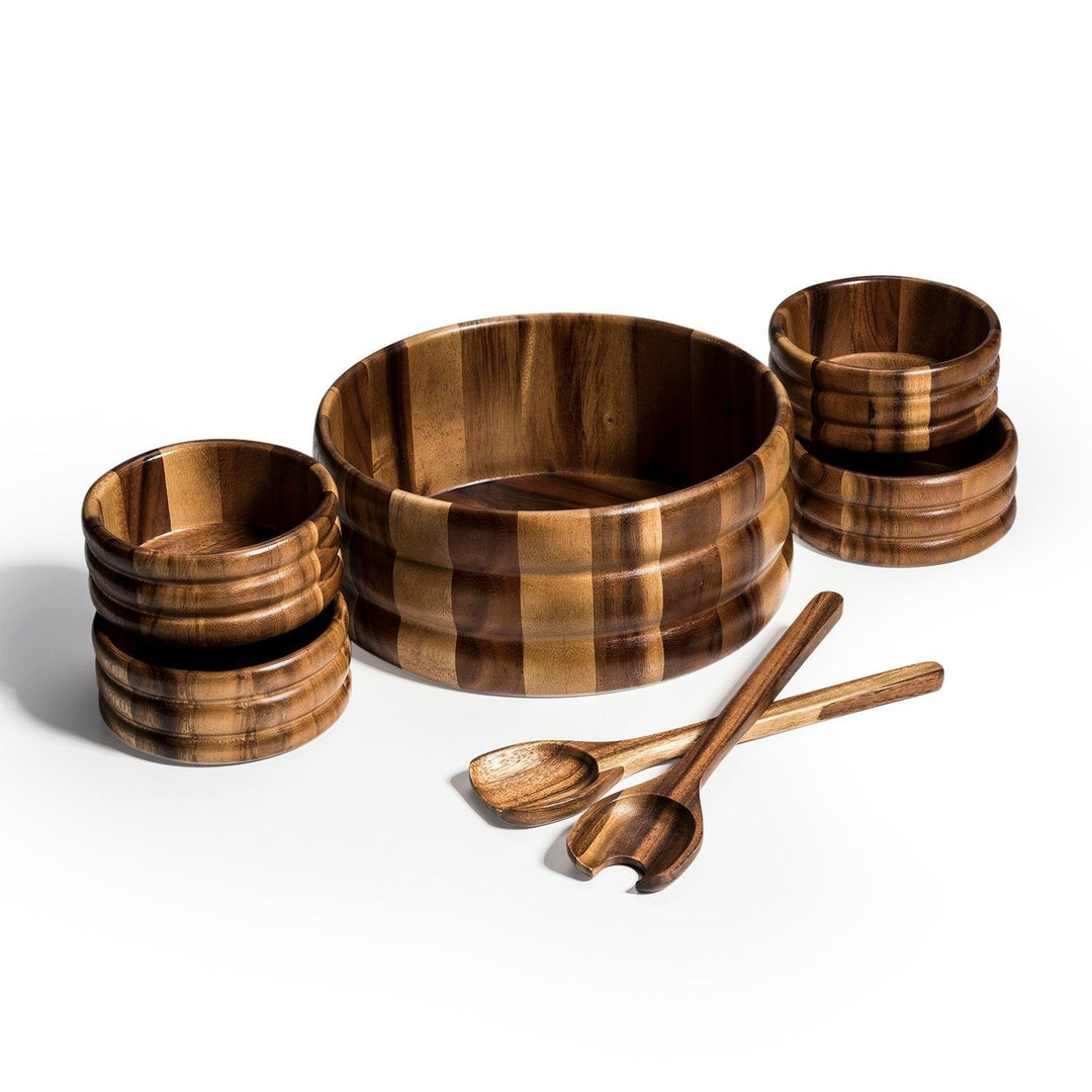 Extra Large Salad Bowl with Servers and 4 Individuals - 330C7 — Salad Bowl, [material], Kalmar Home