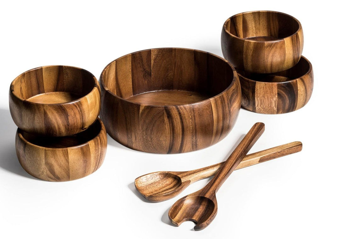Large Salad Bowl with Servers and 4 Individuals - 332B7 — Salad Bowl, [material], Kalmar Home