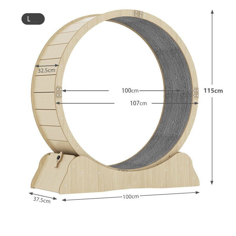 Cat treadmill wheel size L diagram: 100cm diameter, 115cm height, 100cm base