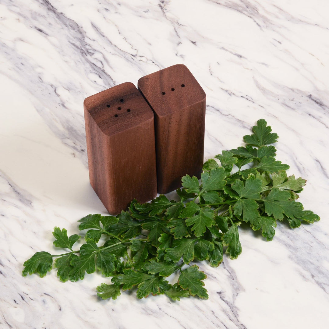 Salt & Pepper Shakers on an Acacia Wood Base — salt & pepper, [material], Kalmar Home