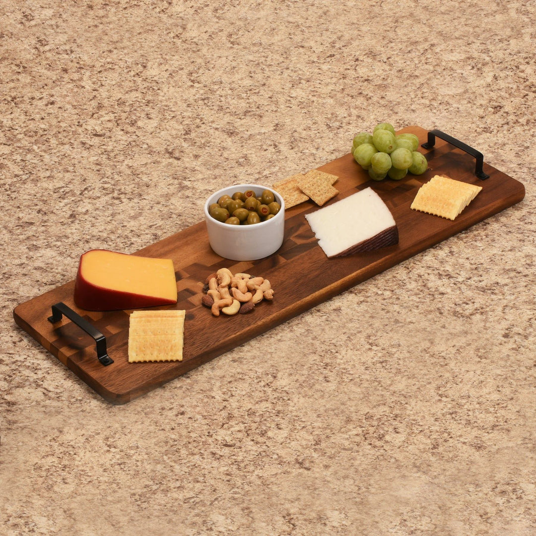 Acacia Serving Trays with Metal Handles — Serving Tray, [material], Kalmar Home