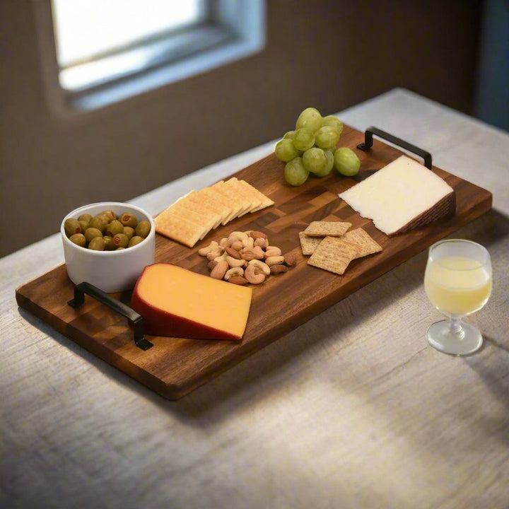 Acacia Serving Trays with Metal Handles — Serving Tray, [material], Kalmar Home