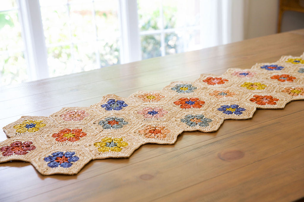 Multicolor Raffia Floral Table Runner