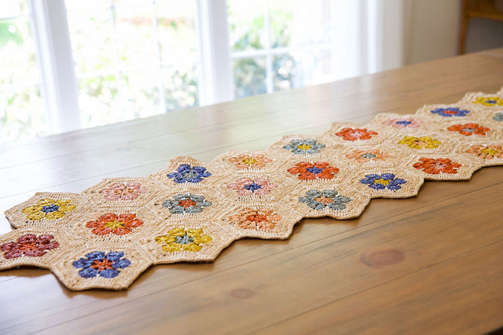Multicolor Raffia Floral Table Runner