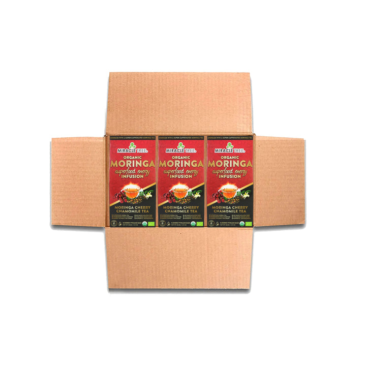 Organic Moringa Energy Tea - Cherry Chamomile - Natural Coffee Alternative