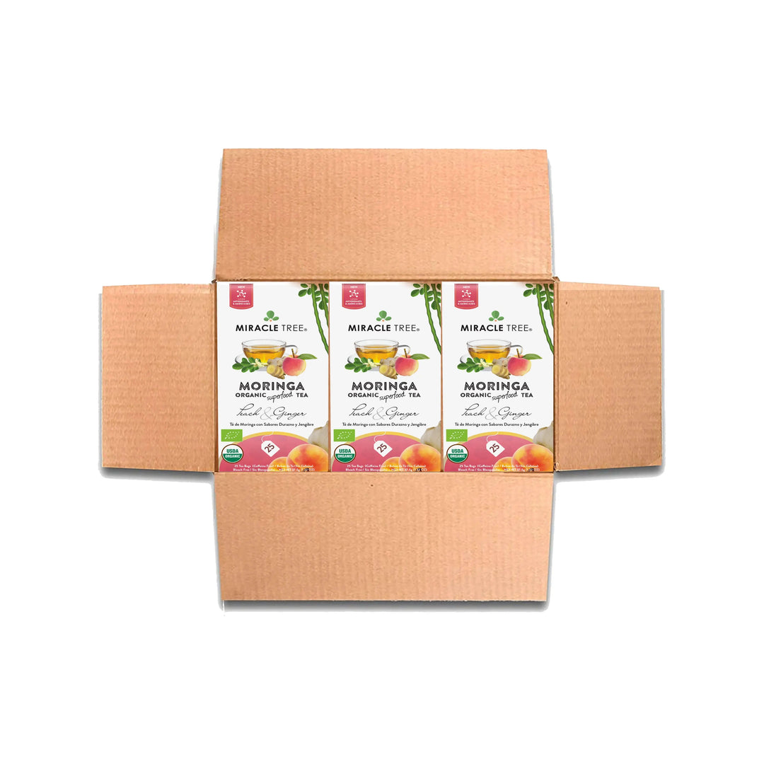 Organic Moringa Tea - Peach & Ginger - Caffeine-Free Herbal Tea