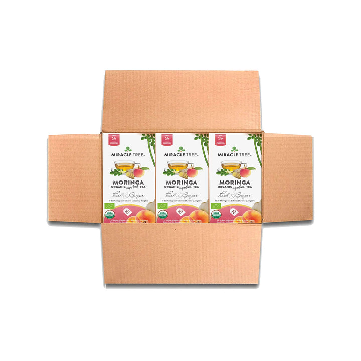 Organic Moringa Tea - Peach & Ginger - Caffeine-Free Herbal Tea