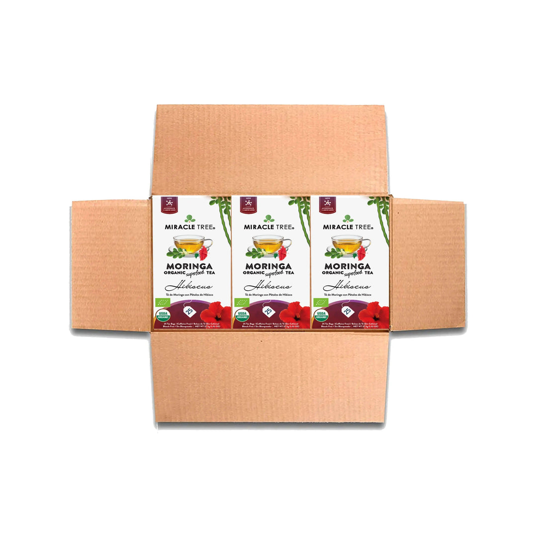 Organic Moringa Tea - Hibiscus - Caffeine-Free Herbal Tea
