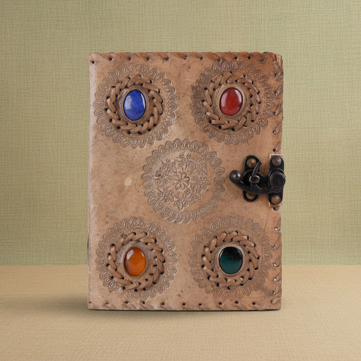 Handcrafted Vintage 4 Stone Leather Diary