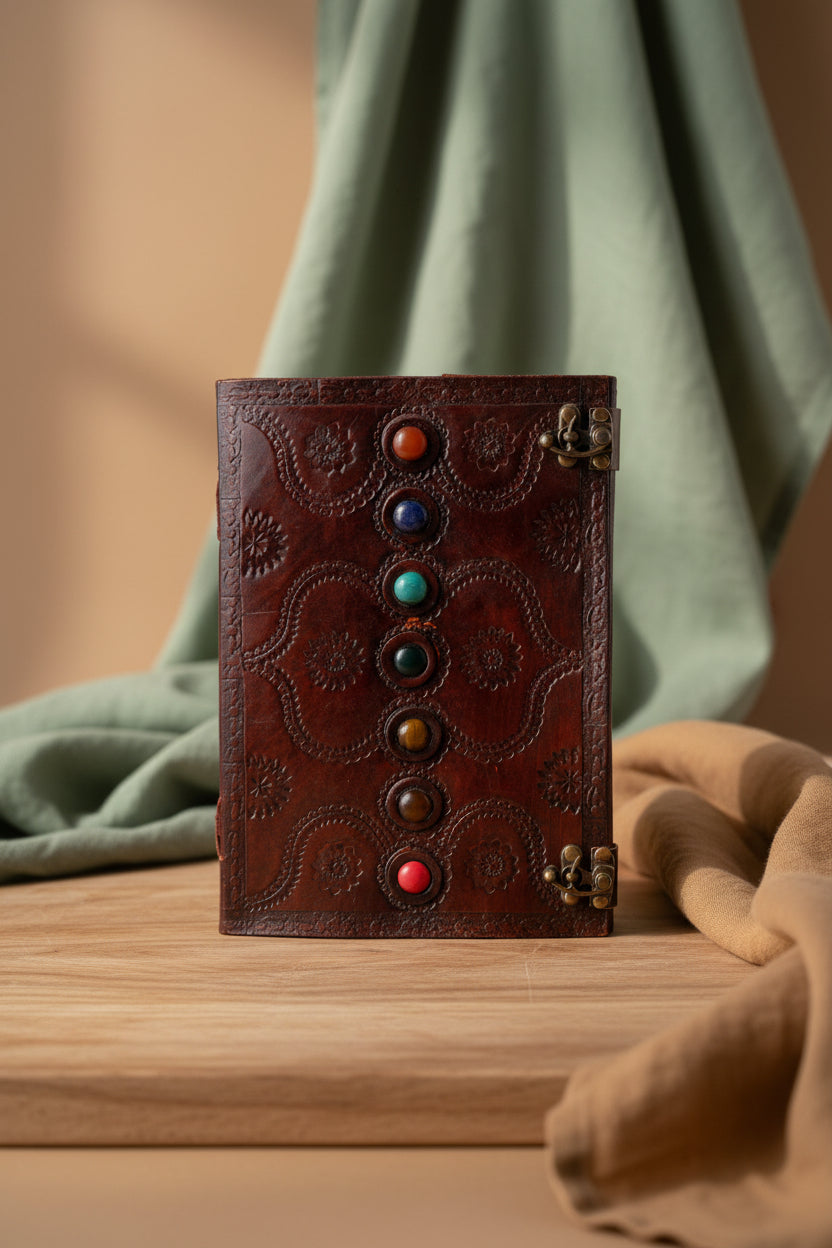 Dark Brown 7 Stones Leather Diary