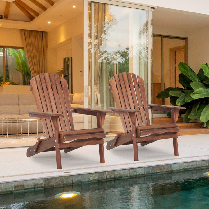 Solid Wood Folding Adirondack Chair (Set of 2)