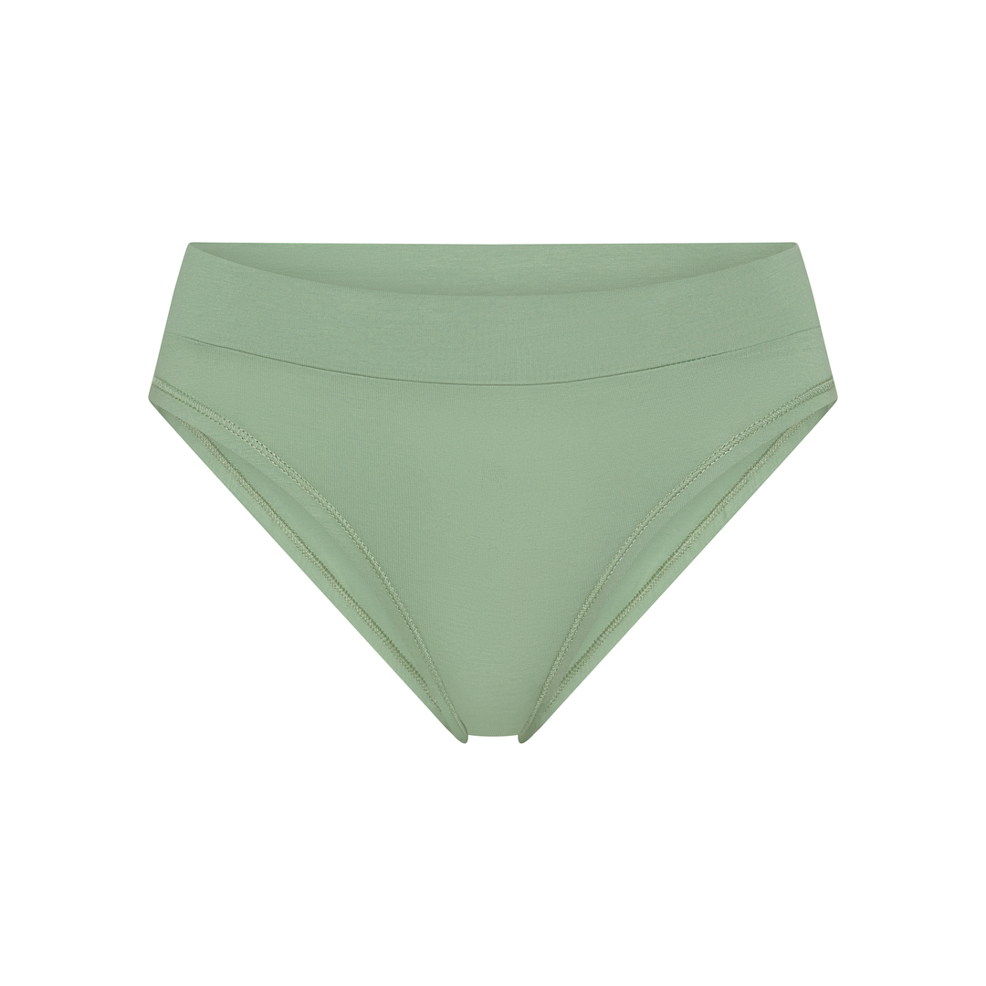 Mint green tanga underwear bottom, smooth fabric with stitched leg openings