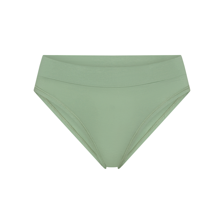 Mint green tanga underwear bottom, smooth fabric with stitched leg openings