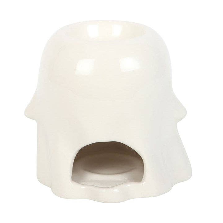 White ghost wax warmer with open bowl cavity for oil or wax.