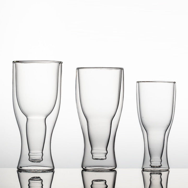 Double-Layer Borosilicate Glass Beer Mug – 350ml & 420ml | Heat & Cold Resistant