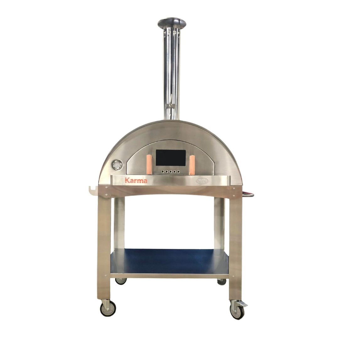 Karma stainless steel pizza oven stand cart with storage shelf and casters