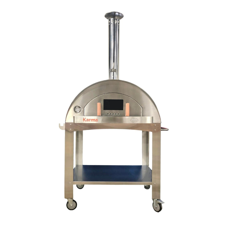Karma stainless steel pizza oven stand cart with storage shelf and casters