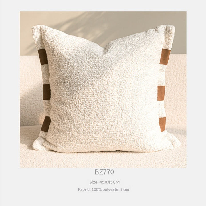 Wabi-sabi-style Cushion In Coffee And Off-white Cotton-linen Throw Pillow