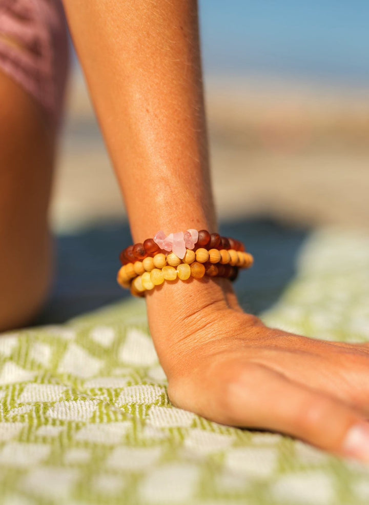 Raw ombrè Baltic amber adult bracelet with stacked amber bead strands