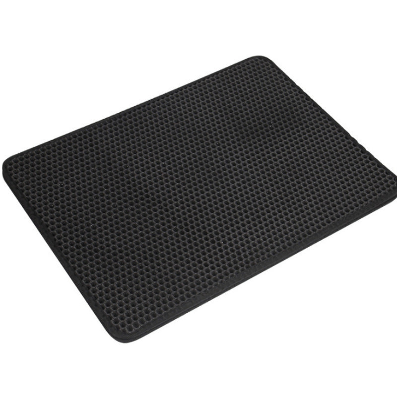 Black or dark gray EVA pet cat litter pad mat with honeycomb texture