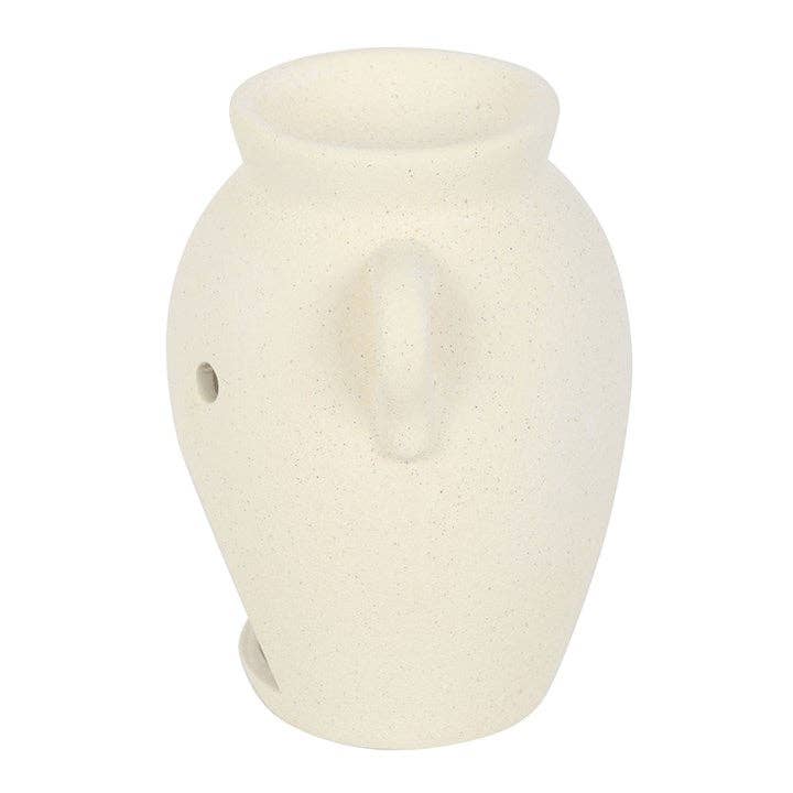 Cream ceramic vase-shaped wax warmer with small side openings