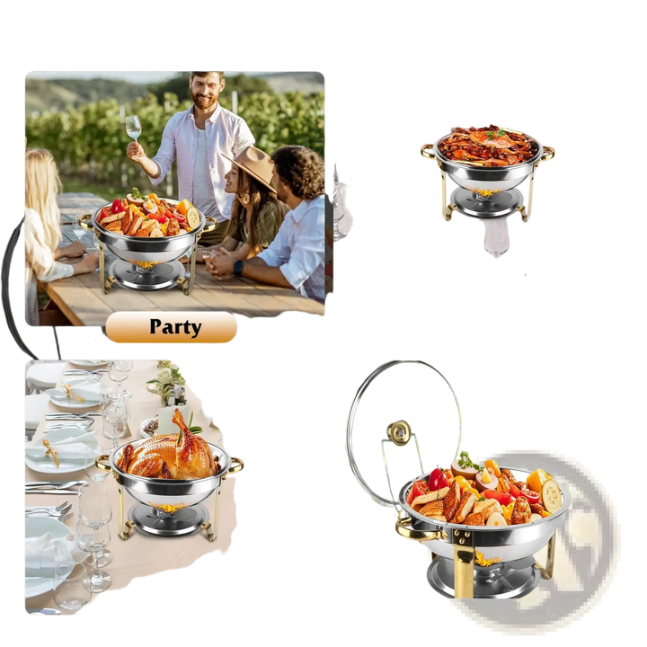 4pcs Round Chafing Dish Buffet Set 4.76qt Stainless Steel