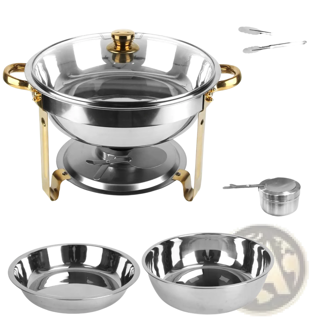 4pcs Round Chafing Dish Buffet Set 4.76qt Stainless Steel