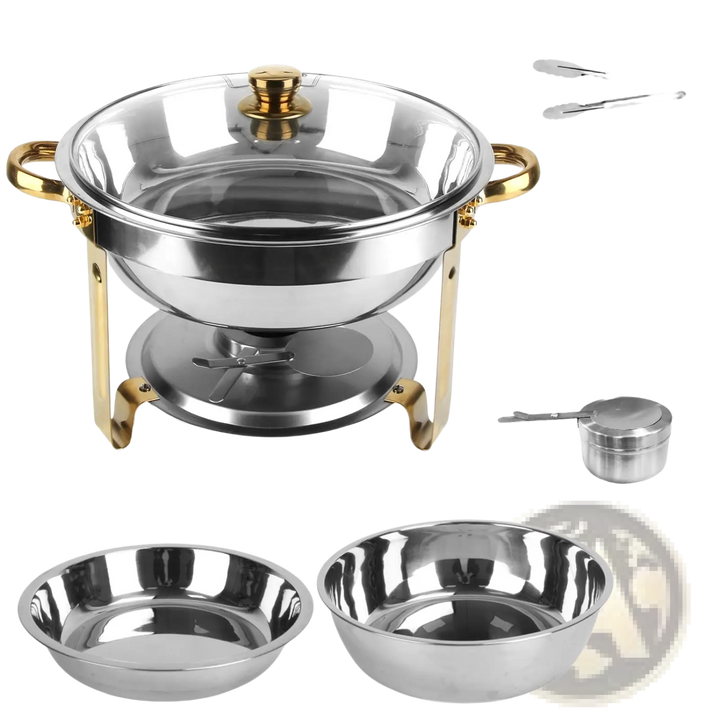 4pcs Round Chafing Dish Buffet Set 4.76qt Stainless Steel