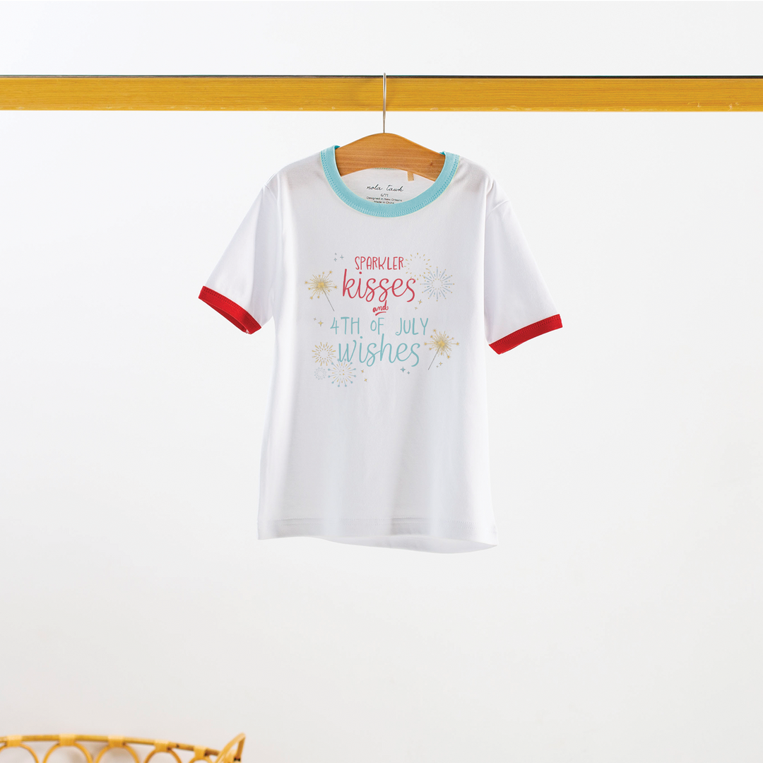 Sparkler Kisses and 4th of July Wishes Organic Cotton Tee