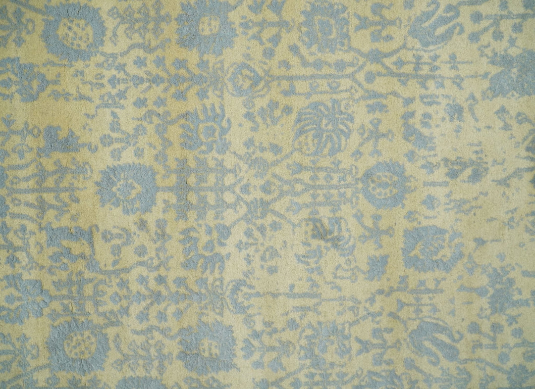 4x6 Fine Hand Knotted Gold and Silver Traditional Persian Style Antique Wool and Silk Rug