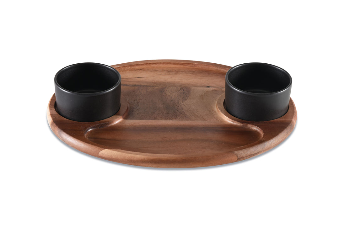 Charcuterie / Serving Tray w/ 2 Ceramic Bowls w/ Lids — Serving Tray, [material], Kalmar Home