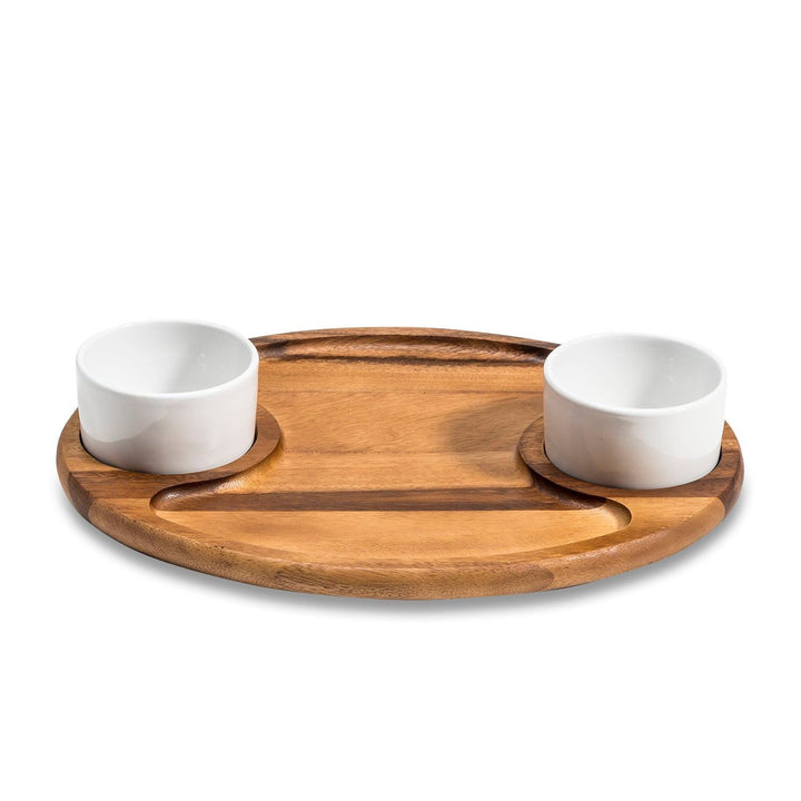 Charcuterie / Serving Tray w/ 2 Ceramic Bowls w/ Lids — Serving Tray, [material], Kalmar Home