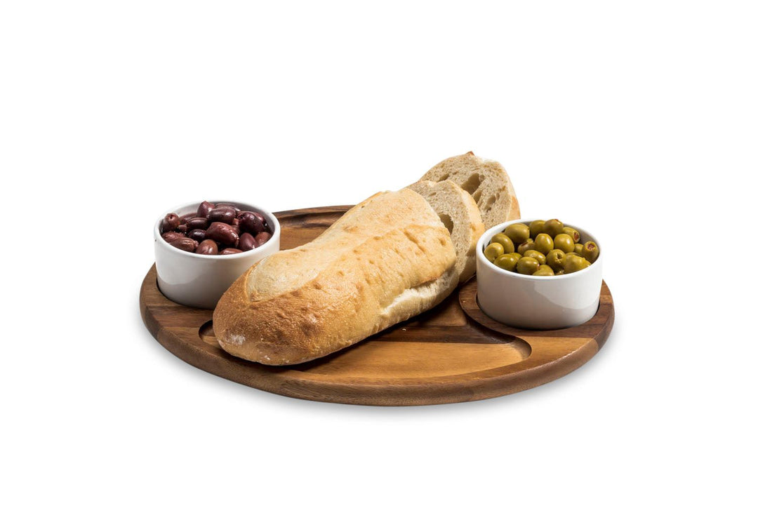 Charcuterie / Serving Tray w/ 2 Ceramic Bowls w/ Lids — Serving Tray, [material], Kalmar Home