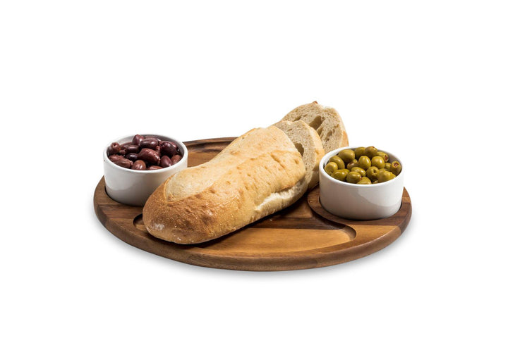 Charcuterie / Serving Tray w/ 2 Ceramic Bowls w/ Lids — Serving Tray, [material], Kalmar Home