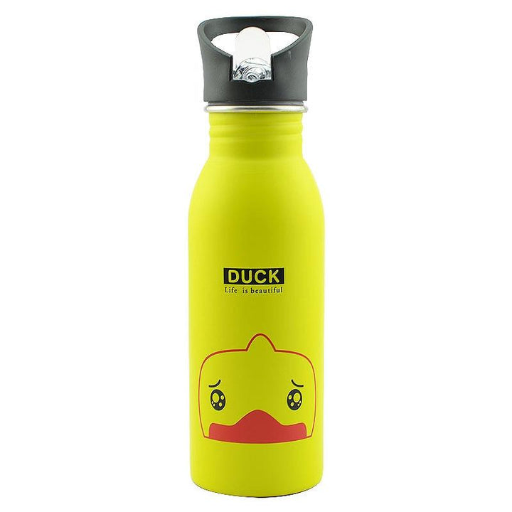500ml Cute Baby Water Cup Leak Proof Bottle With Straw Lid Children School Outdoor Drinking Bottle Training Cup Steel Sports Water Bottle Portable Sports Bottle