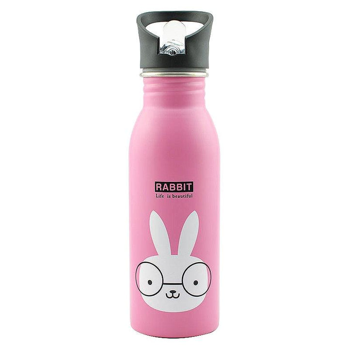 500ml Cute Baby Water Cup Leak Proof Bottle With Straw Lid Children School Outdoor Drinking Bottle Training Cup Steel Sports Water Bottle Portable Sports Bottle