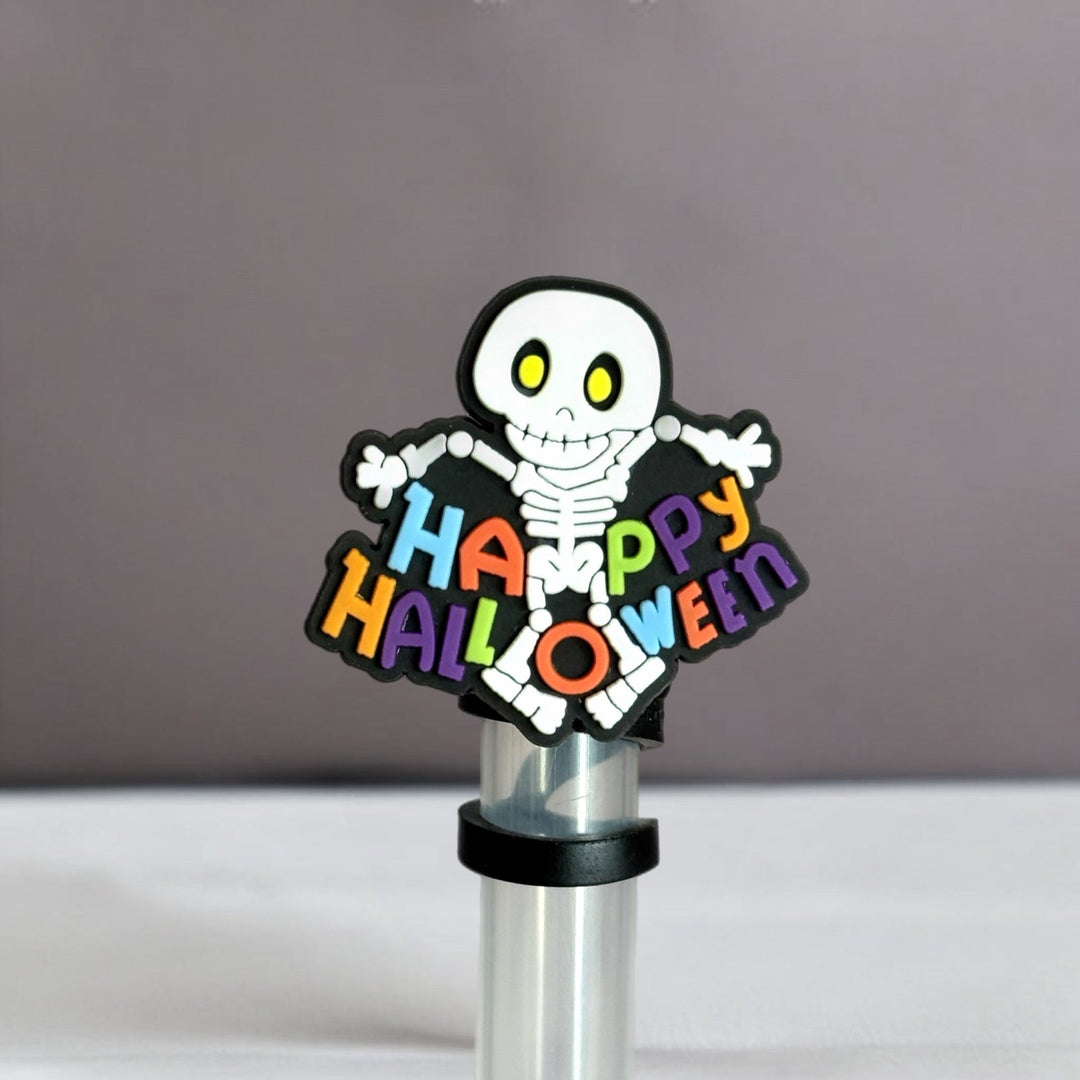 Happy Halloween Skeleton Straw Topper