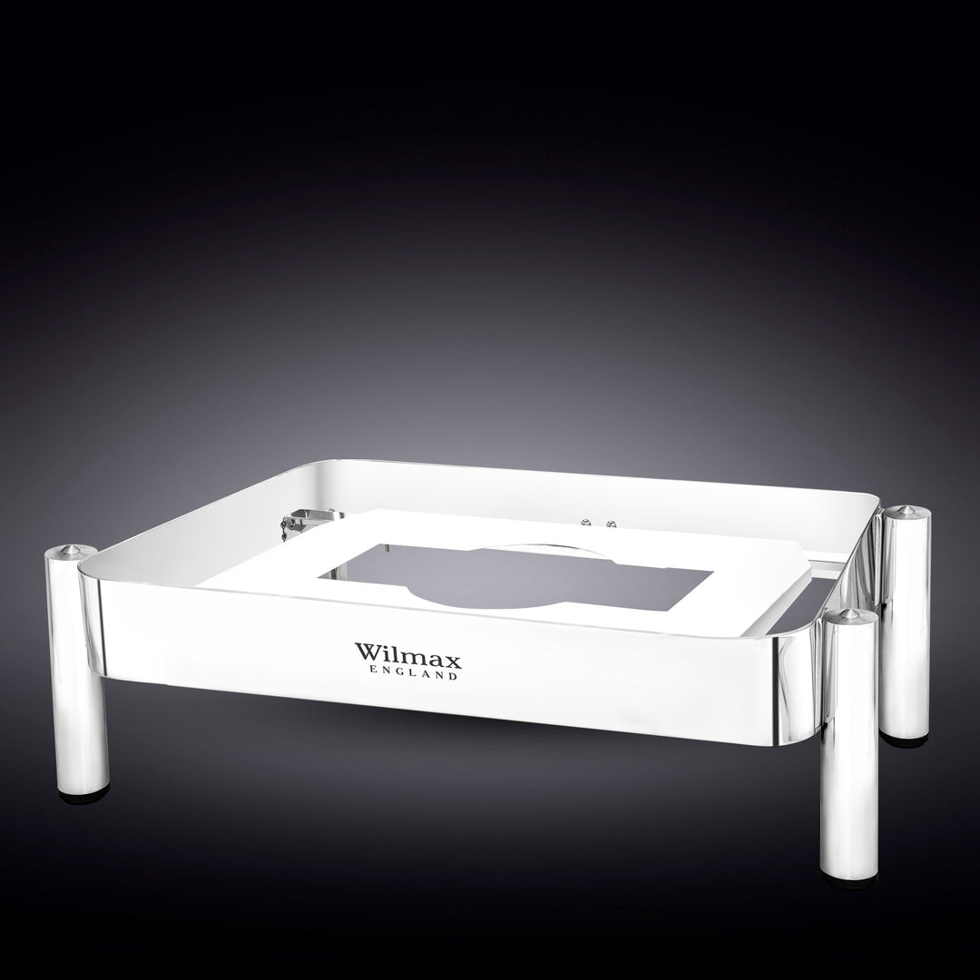 Rectangular chafing stand with chrome legs and central frame, Wilmax England